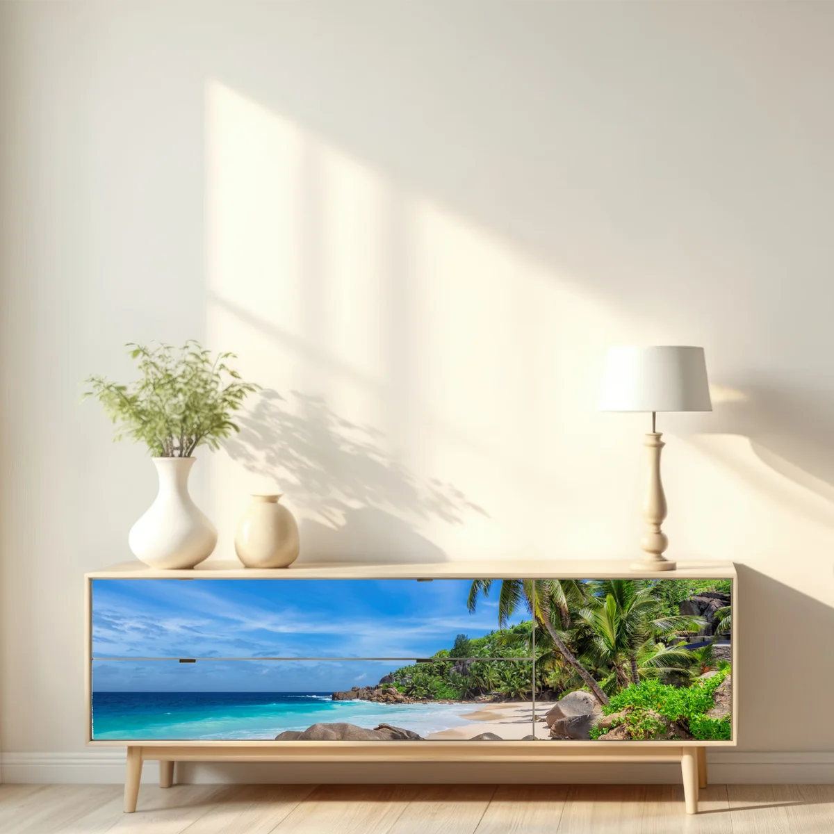 Repositionierbarer Aufkleber tropischer palmenstrand Repositionierbarer Aufkleber tropischer palmenstrand