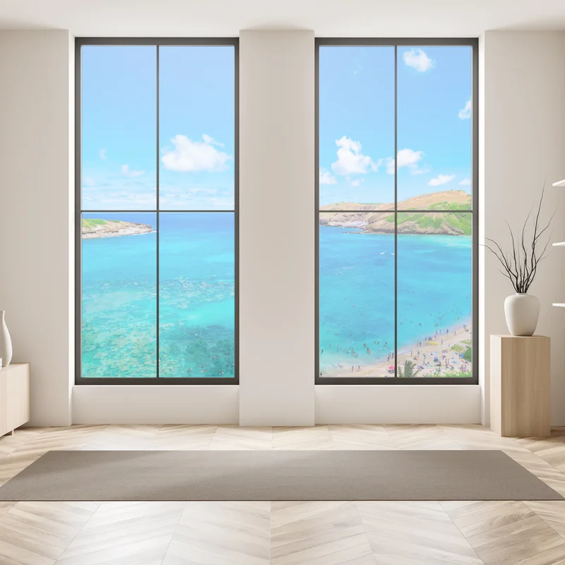 Fensteraufkleber tropische türkisfarbene bucht panorama