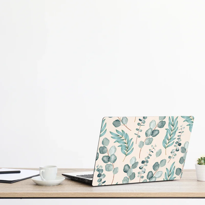 Naklejka na laptopa pastelowy wzór liści eukaliptusa