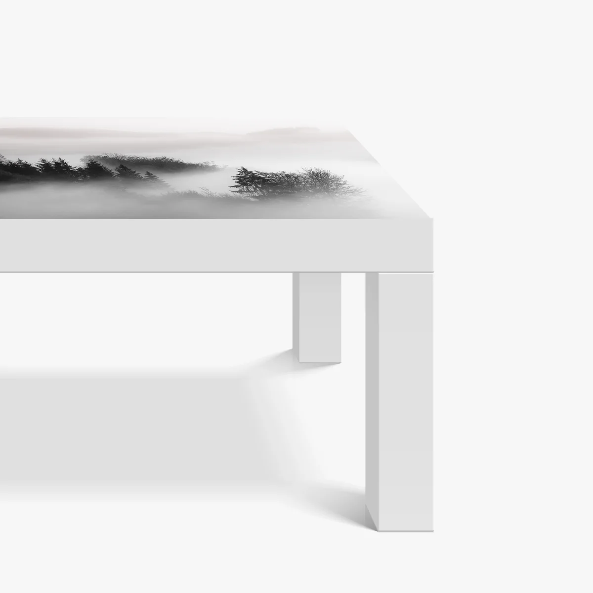 Tischaufkleber und Schreibtischaufkleber nebliger wald in grautönen Tischaufkleber und Schreibtischaufkleber nebliger wald in grautönen