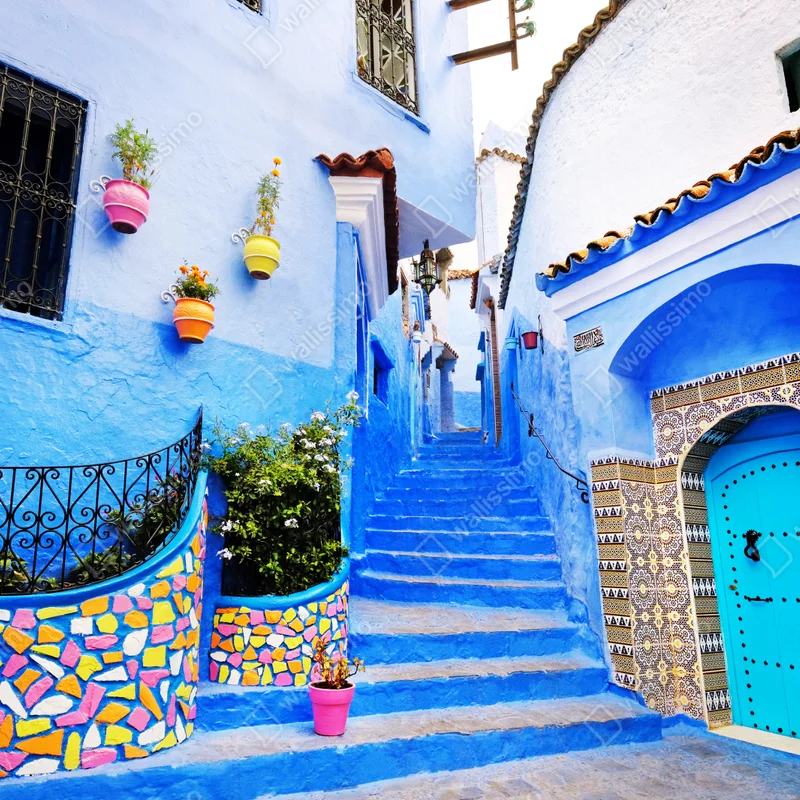 Schrankaufkleber blaue gasse in Chefchaouen Schrankaufkleber blaue gasse in Chefchaouen