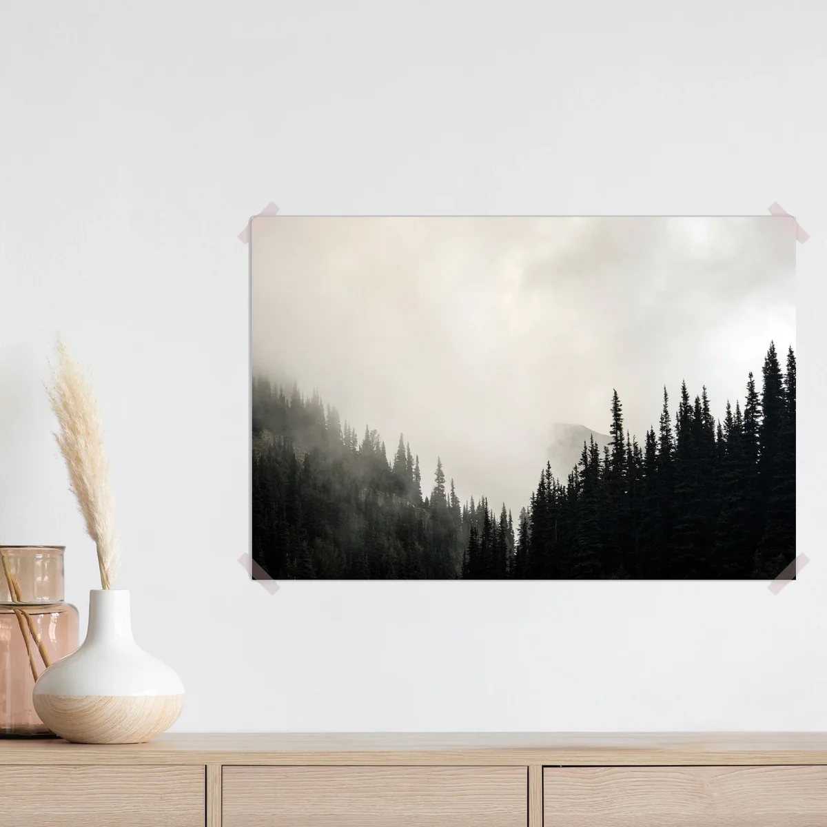 Poster nebliger nadelwald • Poster bei Wallnifity® Poster nebliger nadelwald • Poster bei Wallnifity®