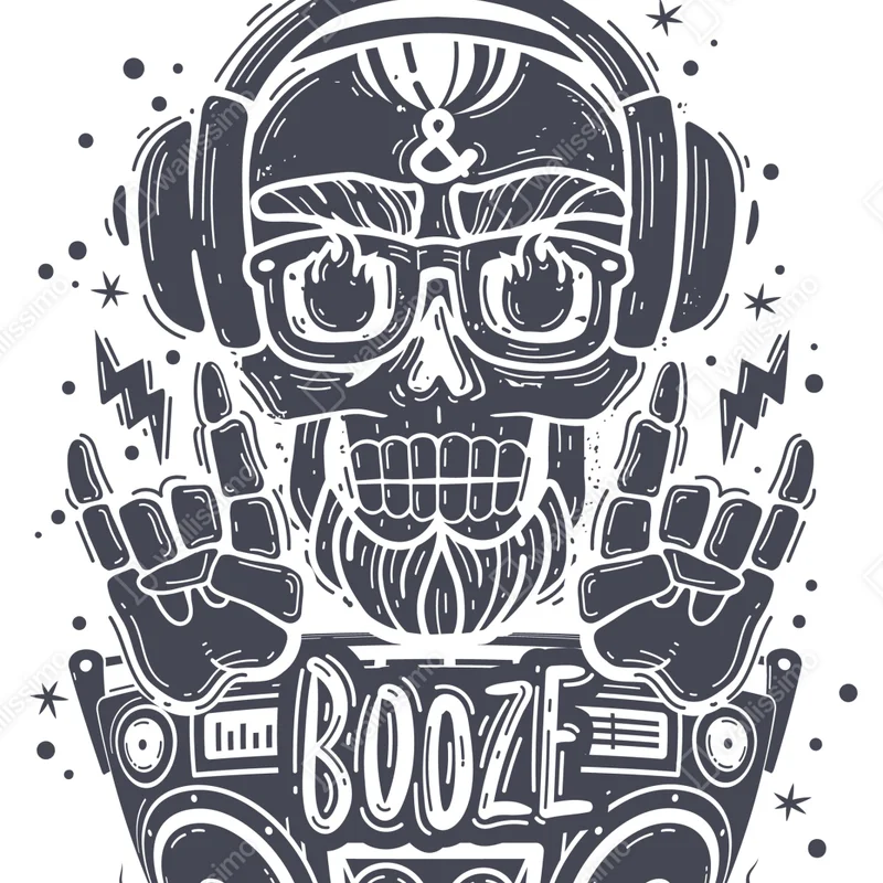 Poster dj-schädel mit boombox und kopfhörern Poster dj-schädel mit boombox und kopfhörern