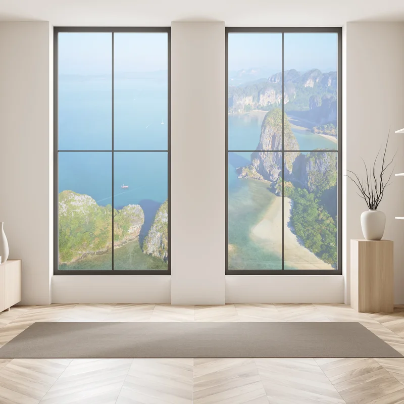 Fensteraufkleber türkise insel- und klippenlandschaft Fensteraufkleber türkise insel- und klippenlandschaft