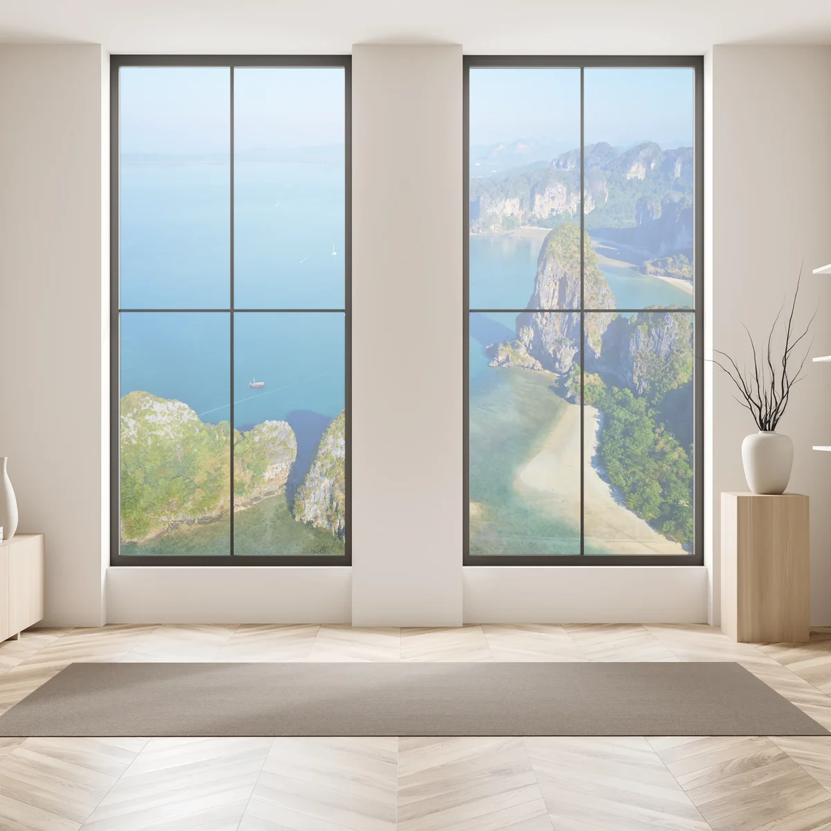 Fensteraufkleber türkise insel- und klippenlandschaft Fensteraufkleber türkise insel- und klippenlandschaft