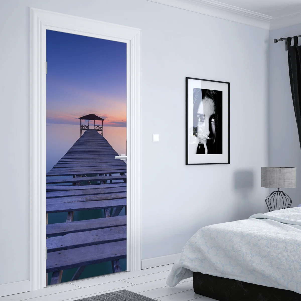 Türaufkleber ruhiger steg bei sonnenuntergang Türaufkleber ruhiger steg bei sonnenuntergang