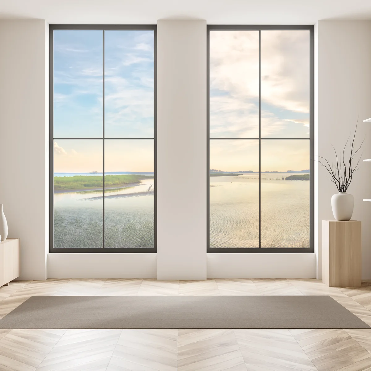 Fensteraufkleber graureiher in der Chesapeake-Bucht bei sonnenuntergang Fensteraufkleber graureiher in der Chesapeake-Bucht bei sonnenuntergang