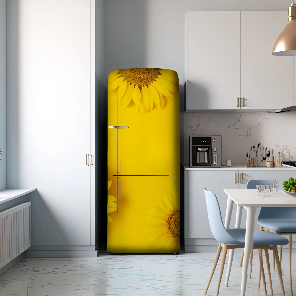 Kühlschrankaufkleber drei sonnenblumen auf gelbem hintergrund Kühlschrankaufkleber drei sonnenblumen auf gelbem hintergrund