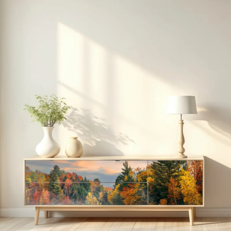 Repositionierbarer Aufkleber nebliger herbstmorgen in Stowe Repositionierbarer Aufkleber nebliger herbstmorgen in Stowe