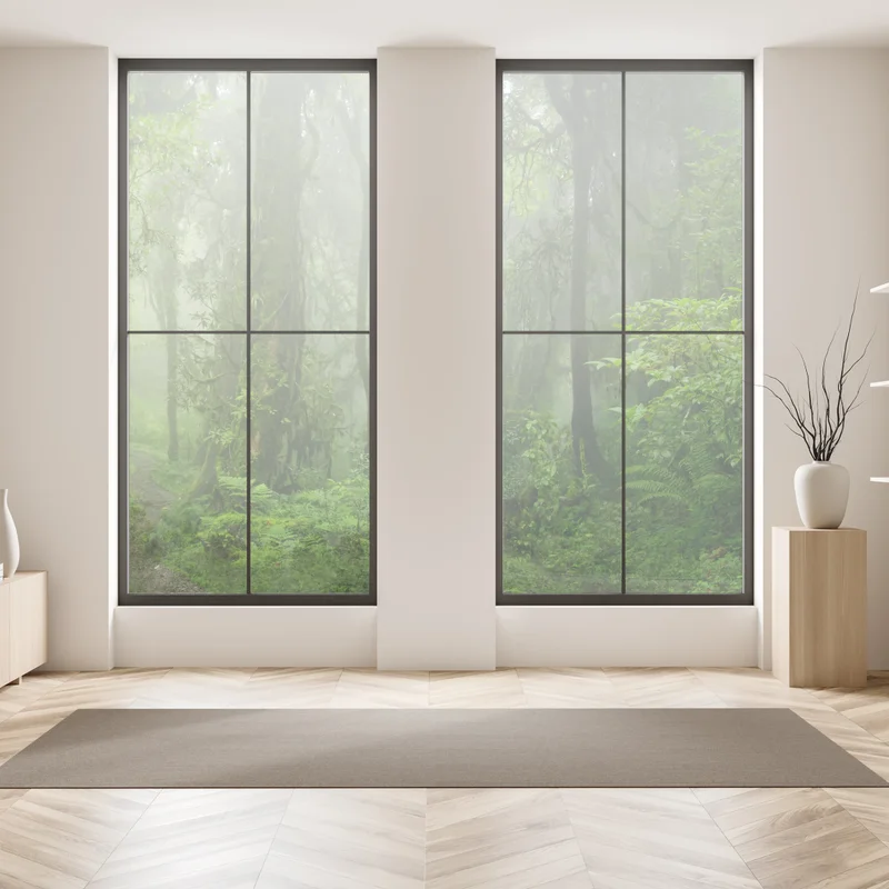 Fensteraufkleber nebliger tropischer dschungelpfad Fensteraufkleber nebliger tropischer dschungelpfad