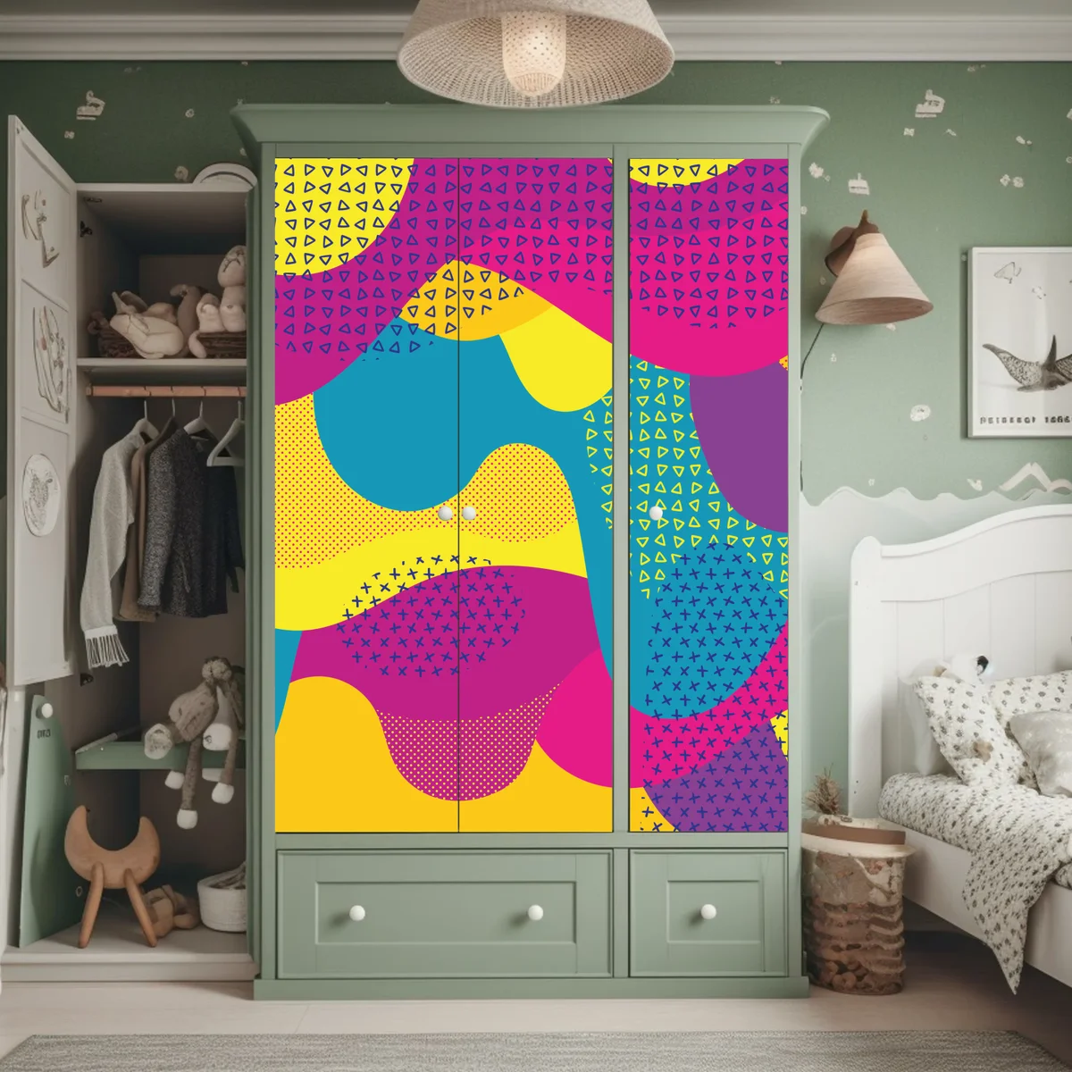 Schrankaufkleber leuchtendes abstraktes wellenmuster Schrankaufkleber leuchtendes abstraktes wellenmuster