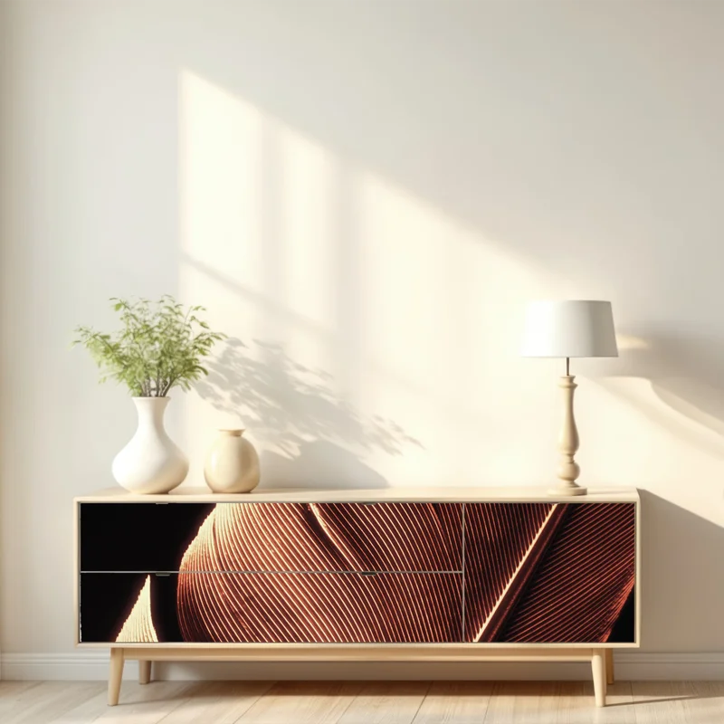 Repositionierbarer Aufkleber goldene feder makro vor schwarzem hintergrund