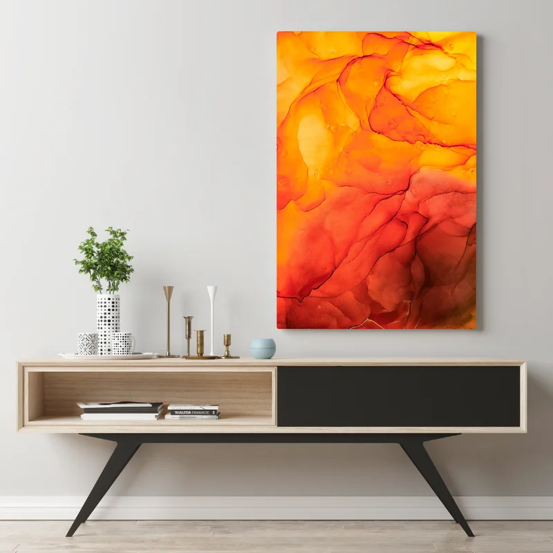 Leinwandbild lebendige orange abstrakte alkoholkunst Leinwandbild lebendige orange abstrakte alkoholkunst