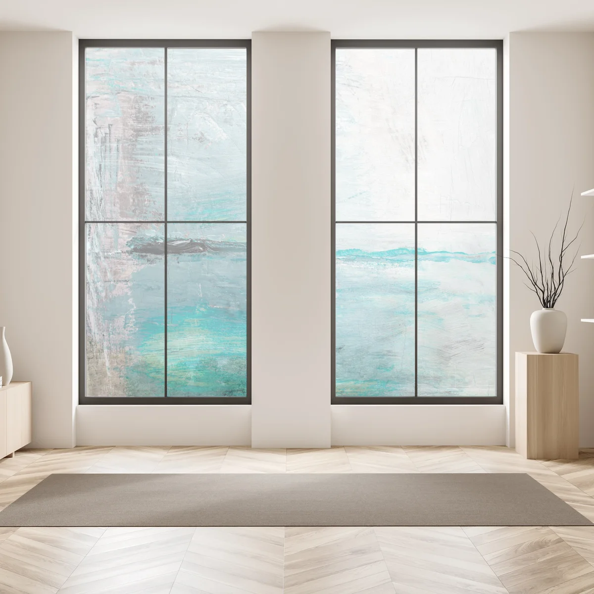 Fensteraufkleber ruhige türkise abstrakte meereslandschaft Fensteraufkleber ruhige türkise abstrakte meereslandschaft