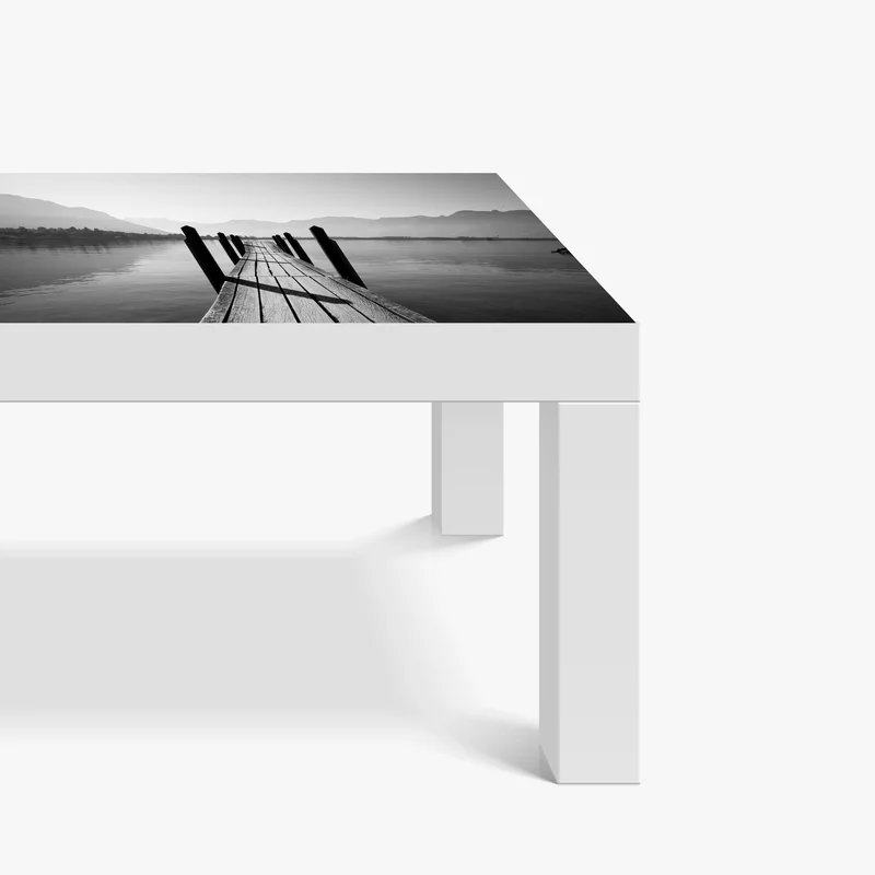 Tischaufkleber und Schreibtischaufkleber ruhiger steg am see in schwarzweiß • Tischaufkleber bei Wallnifity® Tischaufkleber und Schreibtischaufkleber ruhiger steg am see in schwarzweiß • Tischaufkleber bei Wallnifity®