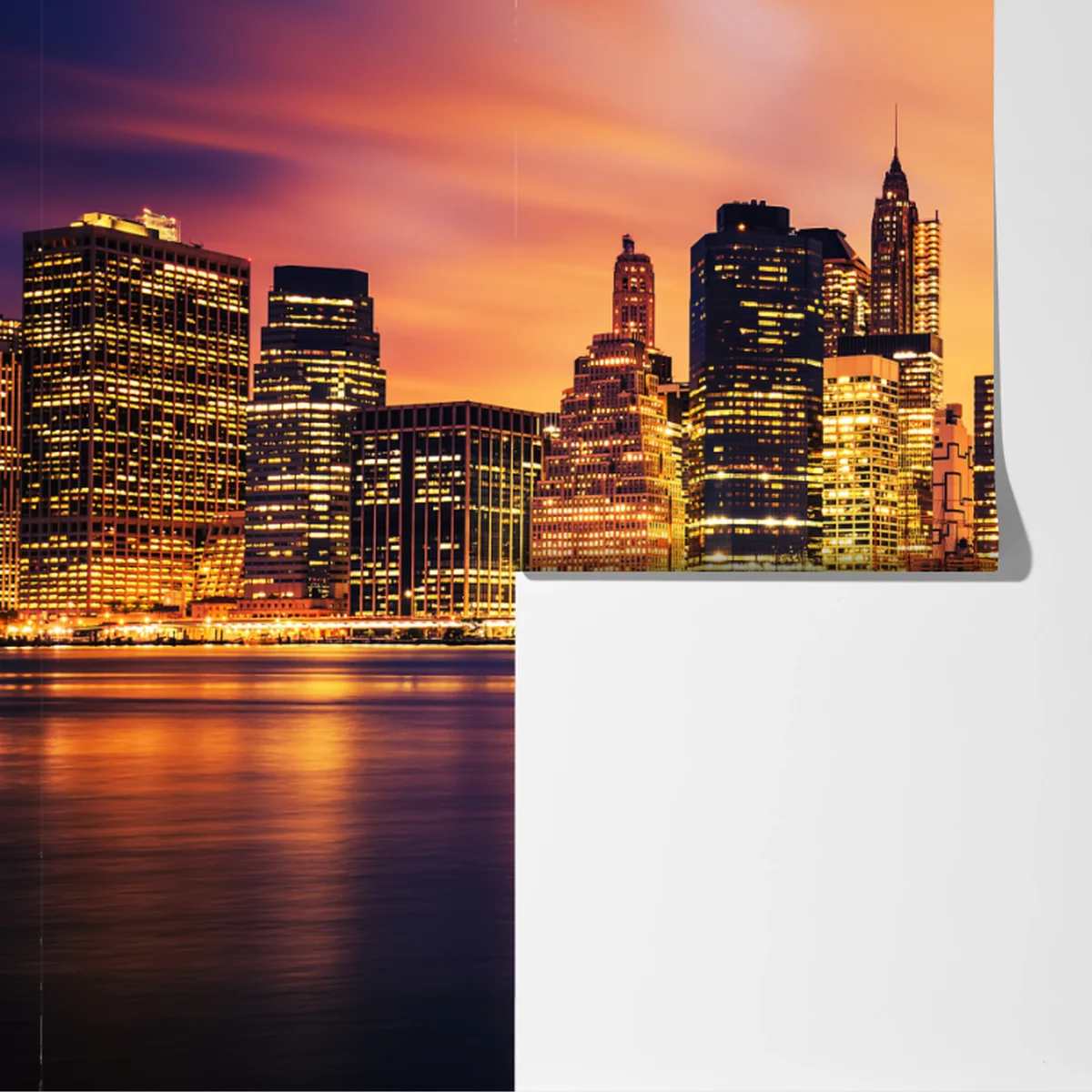 Fototapete New York skyline bei sonnenuntergang Fototapete New York skyline bei sonnenuntergang