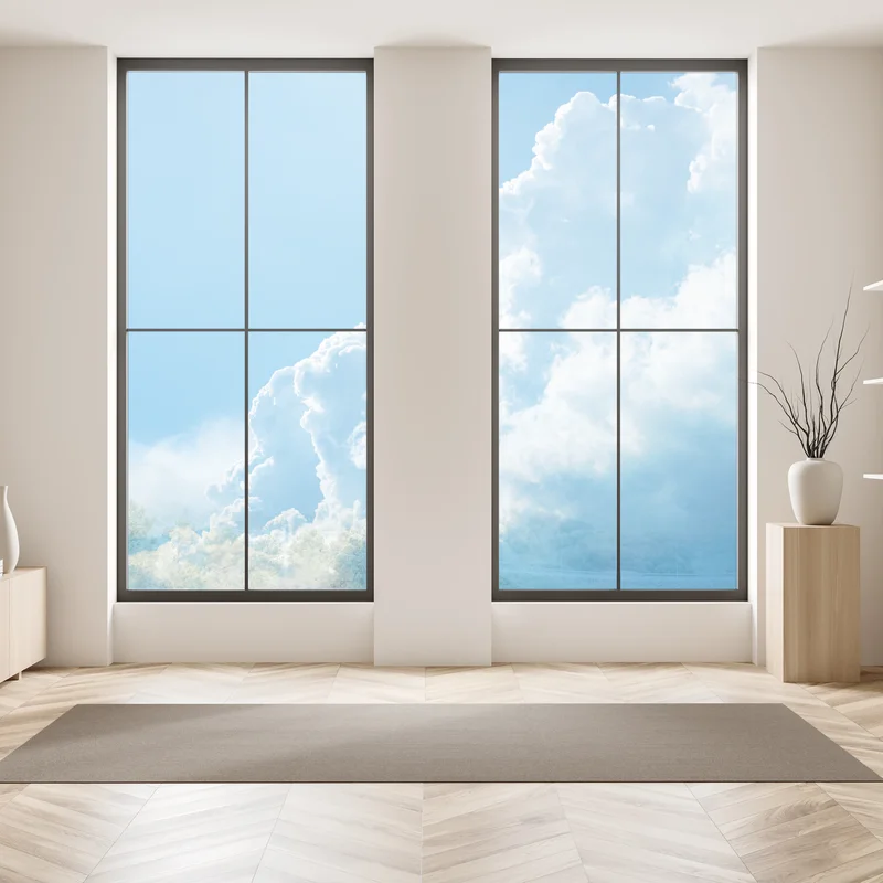 Fensteraufkleber sanfter blauer himmel mit fluffigen wolken