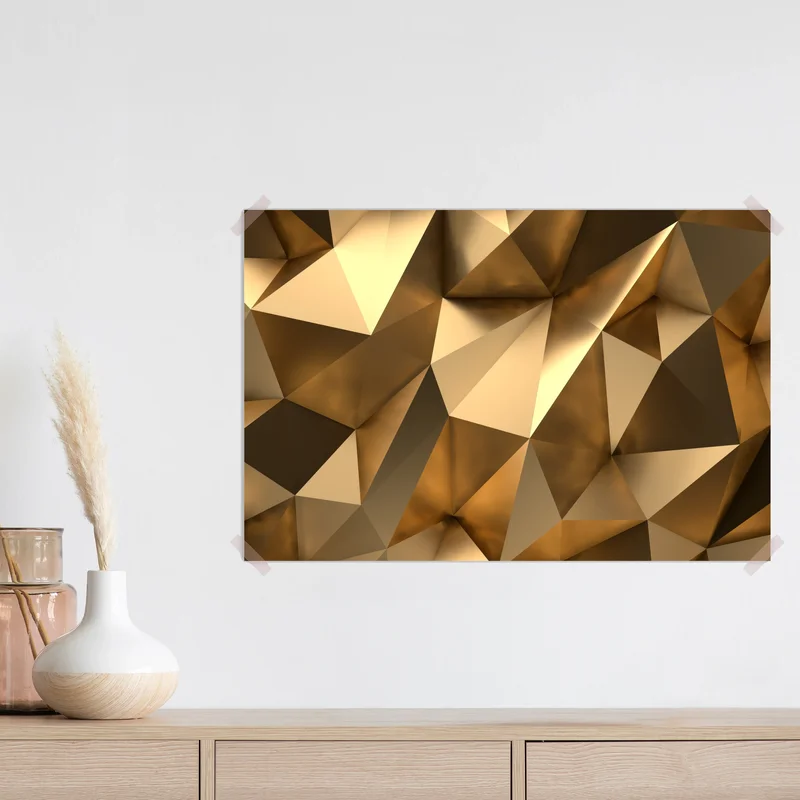 Poster goldene geometrische facetten Poster goldene geometrische facetten
