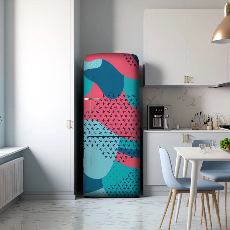 Kühlschrankaufkleber verspieltes türkisfarbenes abstraktes muster