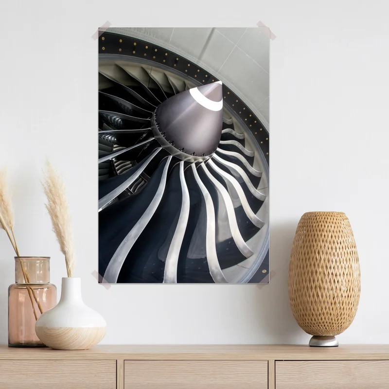 Poster nahaufnahme turbinenblätter des jettriebwerks Poster nahaufnahme turbinenblätter des jettriebwerks