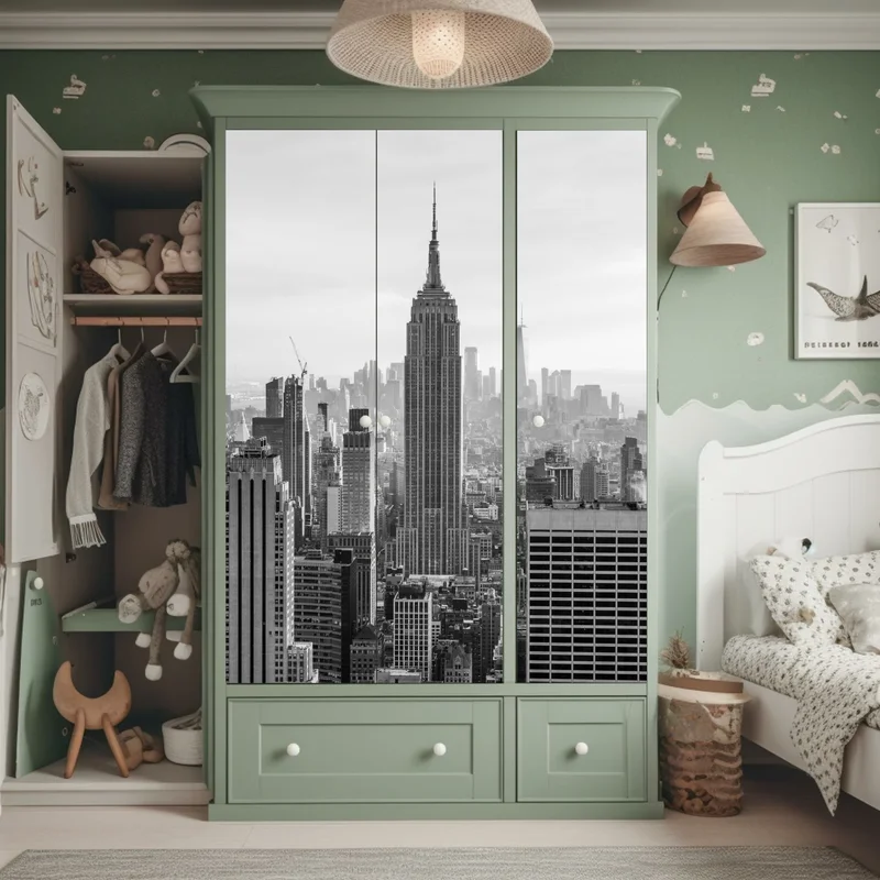 Schrankaufkleber New York skyline in schwarzweiß