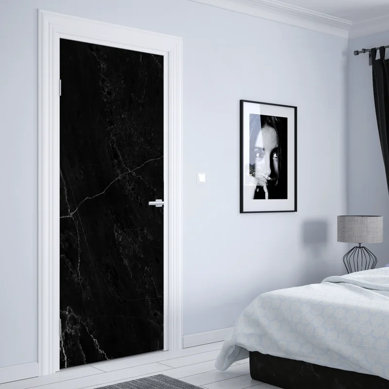 Türaufkleber schwarzer marmor mit weißen adern Türaufkleber schwarzer marmor mit weißen adern
