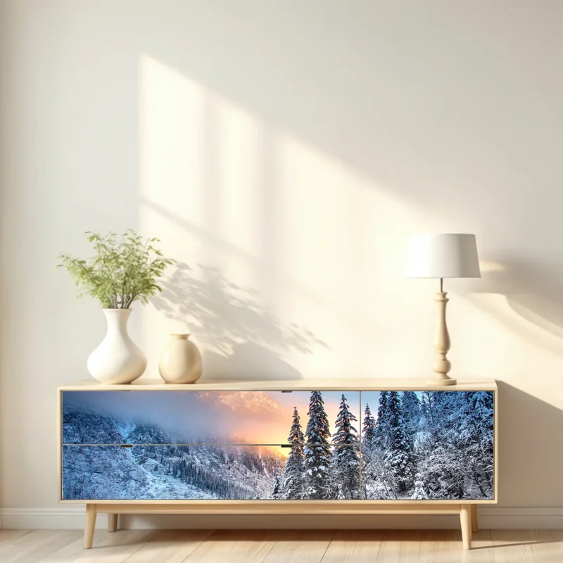 Repositionierbarer Aufkleber winterlicher sonnenaufgang am Morskie Oko Repositionierbarer Aufkleber winterlicher sonnenaufgang am Morskie Oko