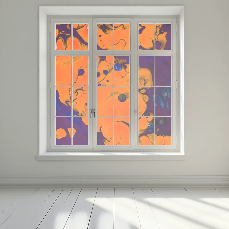 Fensteraufkleber intensiver oranger fluss