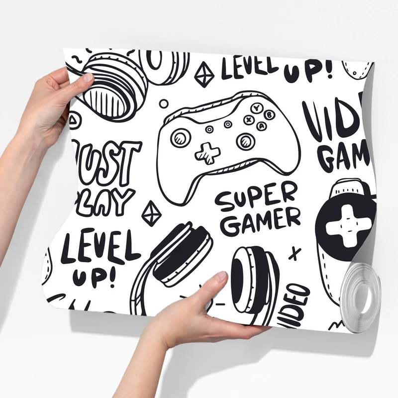 Fototapete doodle-muster mit videospiel-controllern Fototapete doodle-muster mit videospiel-controllern