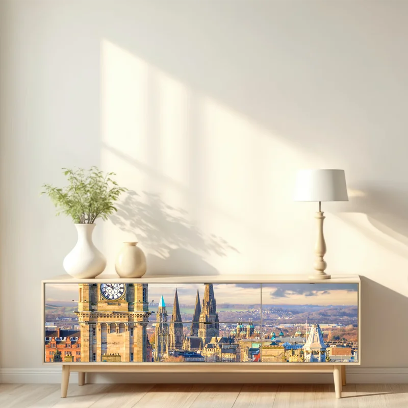 Repositionierbarer Aufkleber Edinburgh skyline mit schloss und uhrturm