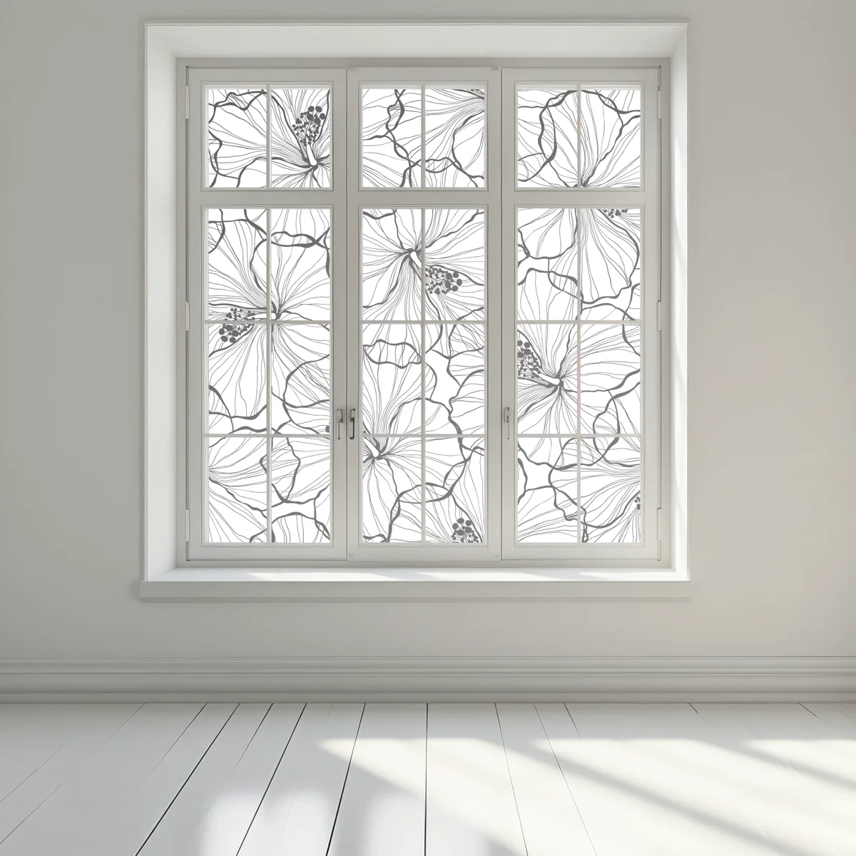 Fensteraufkleber schwarzweißes hibiskus line art muster Fensteraufkleber schwarzweißes hibiskus line art muster