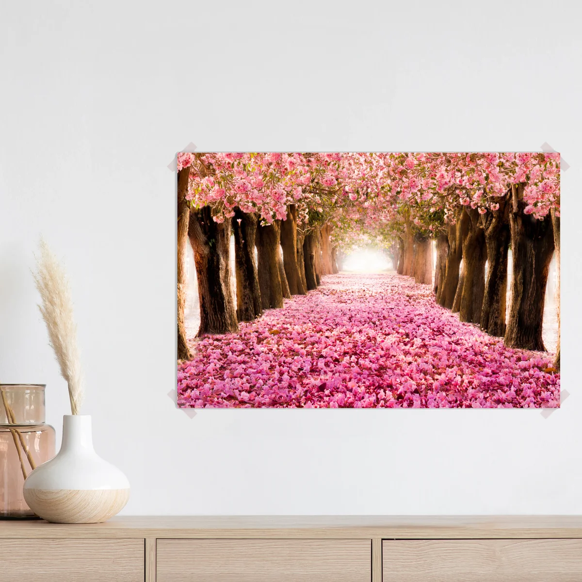 Poster rosa blütenallee unter kirschbäumen Poster rosa blütenallee unter kirschbäumen