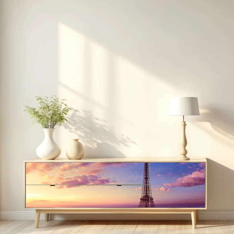 Repositionierbarer Aufkleber sonnenuntergang über dem Eiffelturm Repositionierbarer Aufkleber sonnenuntergang über dem Eiffelturm