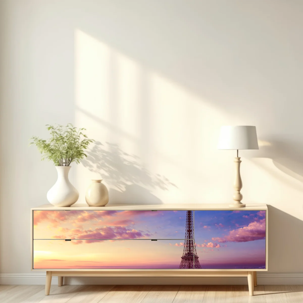 Repositionierbarer Aufkleber sonnenuntergang über dem Eiffelturm Repositionierbarer Aufkleber sonnenuntergang über dem Eiffelturm