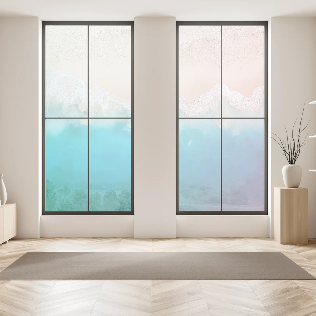 Fensteraufkleber pastell türkis strand aus der luft Fensteraufkleber pastell türkis strand aus der luft