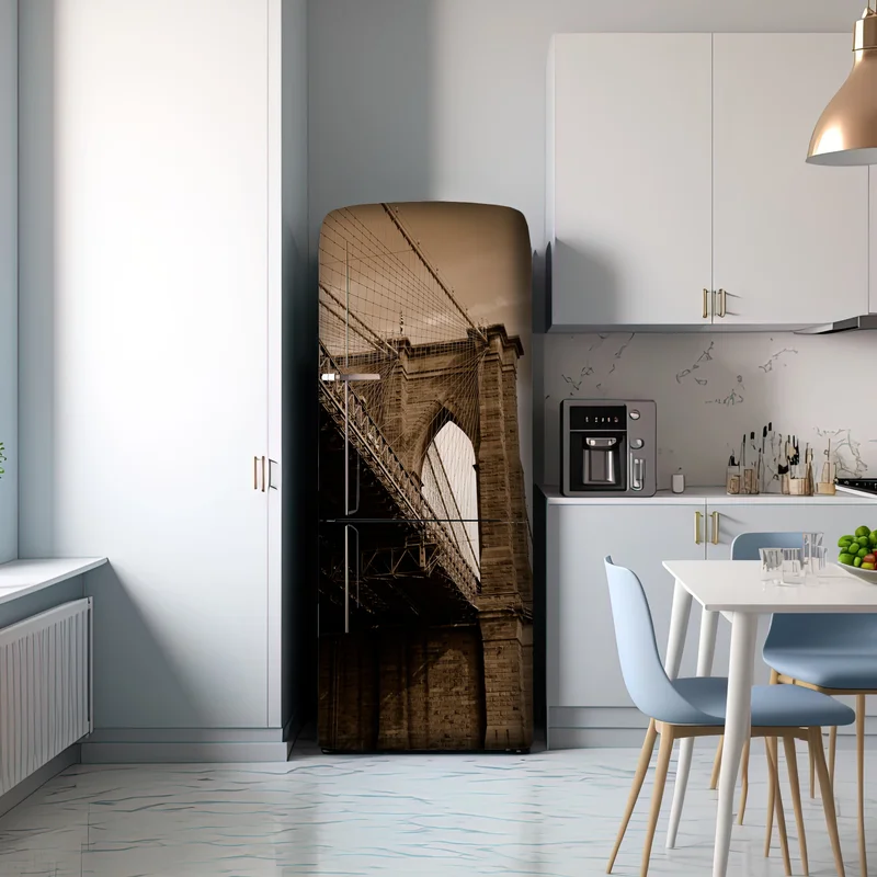 Kühlschrankaufkleber sepia ansicht der Brooklyn Bridge