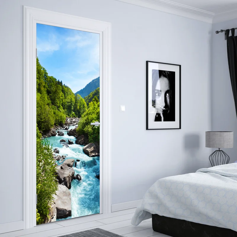 Türaufkleber gletscherfluss im grünen tal