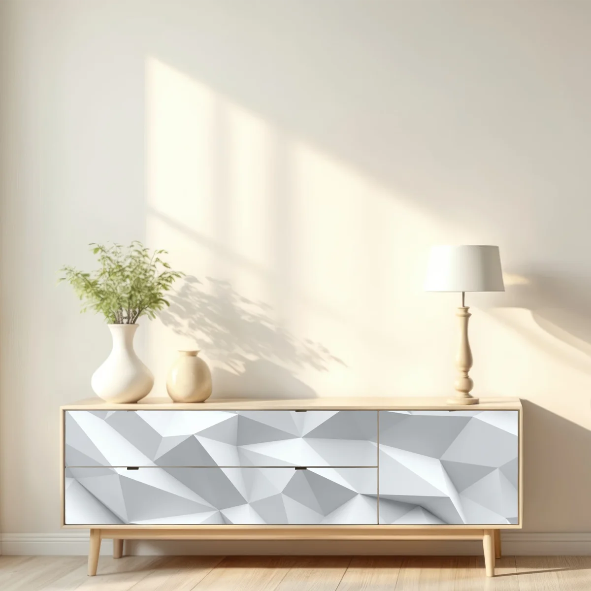 Repositionierbarer Aufkleber weißes dreidimensionales low-poly geometrisches muster Repositionierbarer Aufkleber weißes dreidimensionales low-poly geometrisches muster