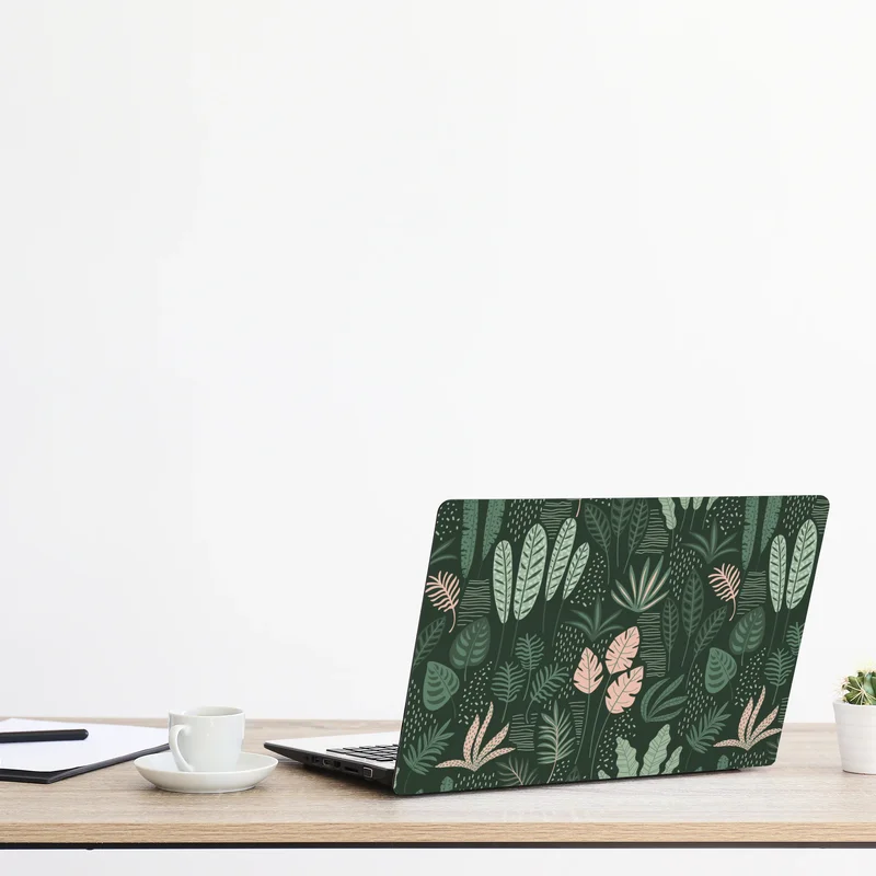 Laptop-Aufkleber tropisches blättermuster in sanften grüntönen und rosa Laptop-Aufkleber tropisches blättermuster in sanften grüntönen und rosa