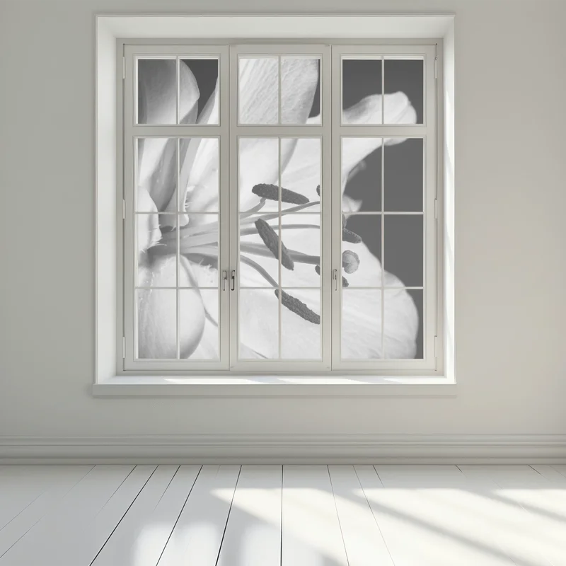 Fensteraufkleber monochrome lilie nahaufnahme Fensteraufkleber monochrome lilie nahaufnahme