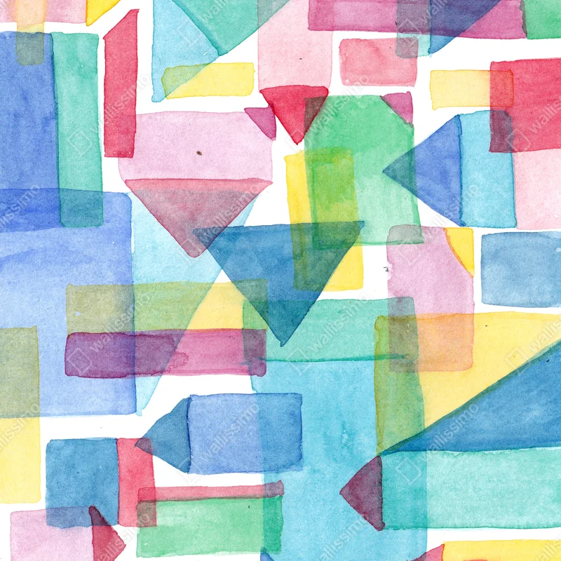 Poster bunte geometrische aquarellkomposition • Poster bei Wallnifity® Poster bunte geometrische aquarellkomposition • Poster bei Wallnifity®