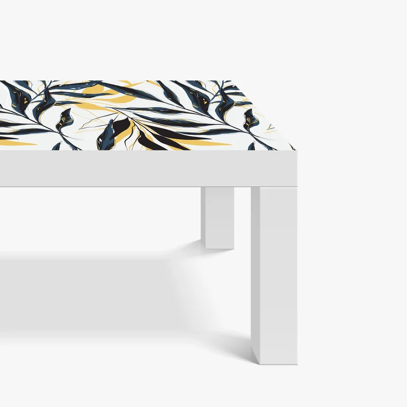 Tischaufkleber und Schreibtischaufkleber marineblaue und goldene botanische blattkomposition