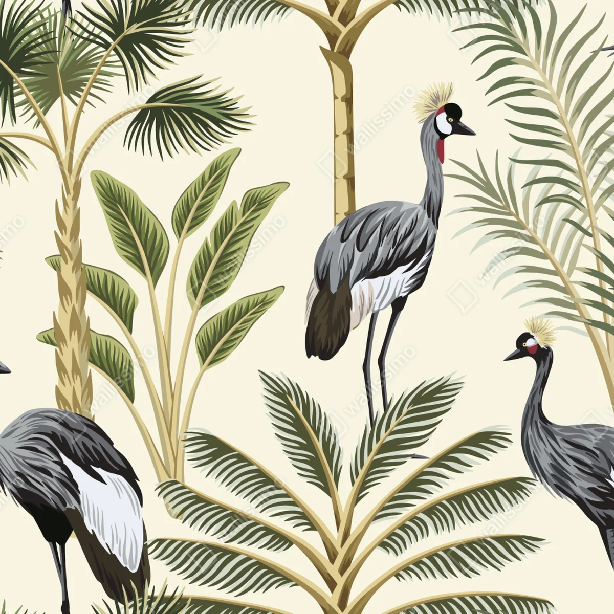 Fototapete tropische kraniche und palmen Fototapete tropische kraniche und palmen