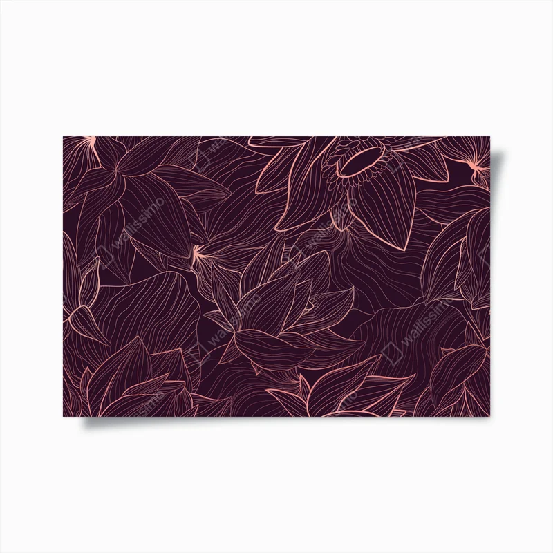 Poster elegantes rosa linienblumenmuster • Poster bei Wallnifity® Poster elegantes rosa linienblumenmuster • Poster bei Wallnifity®