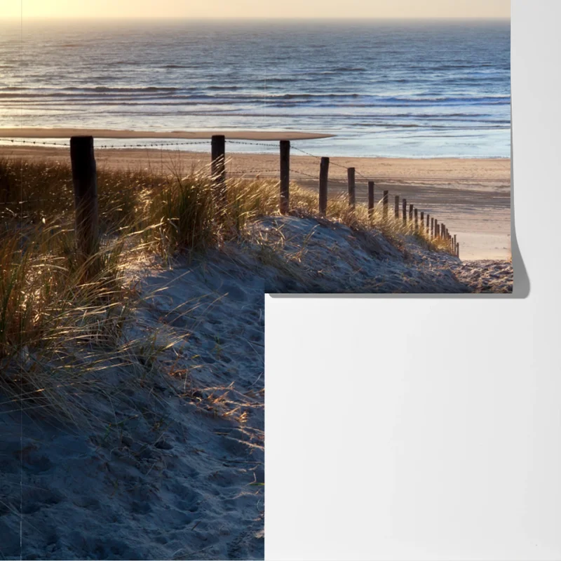 Fototapete weg zum strand der Nordsee im goldenen sonnenuntergang Fototapete weg zum strand der Nordsee im goldenen sonnenuntergang