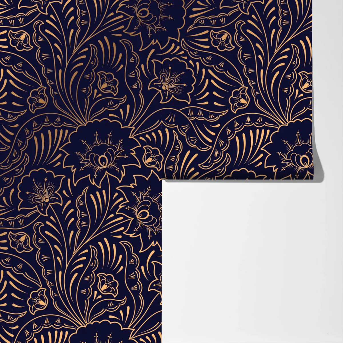Fototapete goldenes blumenornament auf nachtblauem hintergrund Fototapete goldenes blumenornament auf nachtblauem hintergrund