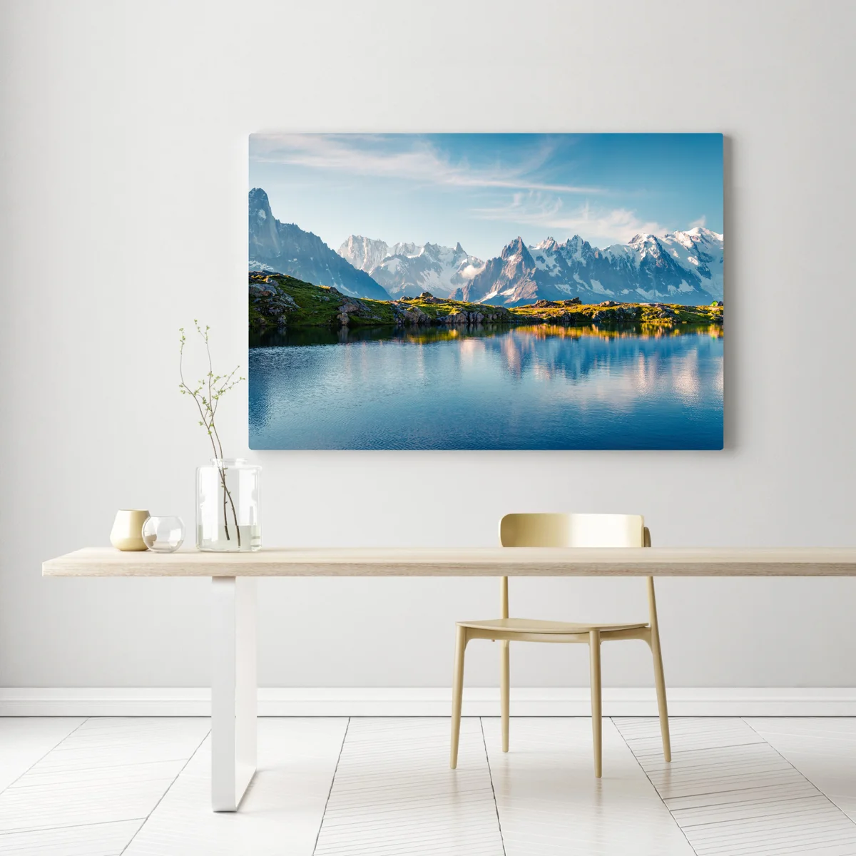 Leinwandbild panorama von Lac Blanc und Mont Blanc Leinwandbild panorama von Lac Blanc und Mont Blanc