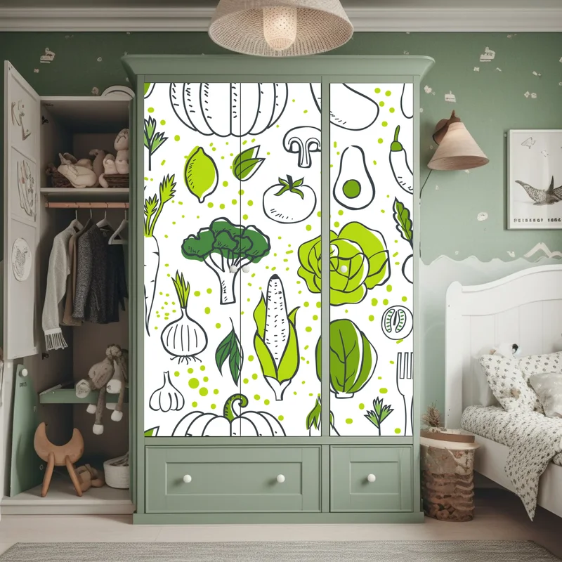 Schrankaufkleber grünes gemüse muster Schrankaufkleber grünes gemüse muster