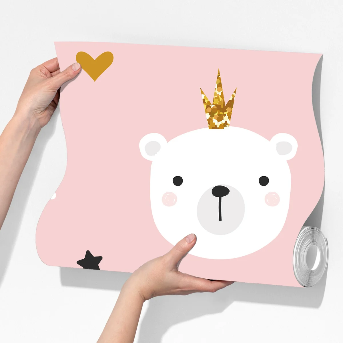 Fototapeta słodki wzór z niedźwiedziami w koronach do pokoju dziecka Fototapeta słodki wzór z niedźwiedziami w koronach do pokoju dziecka