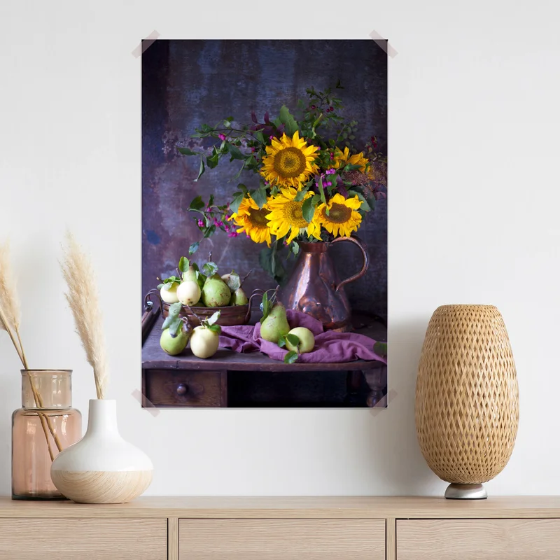Poster sonnenblumen und birnen stilleben Poster sonnenblumen und birnen stilleben